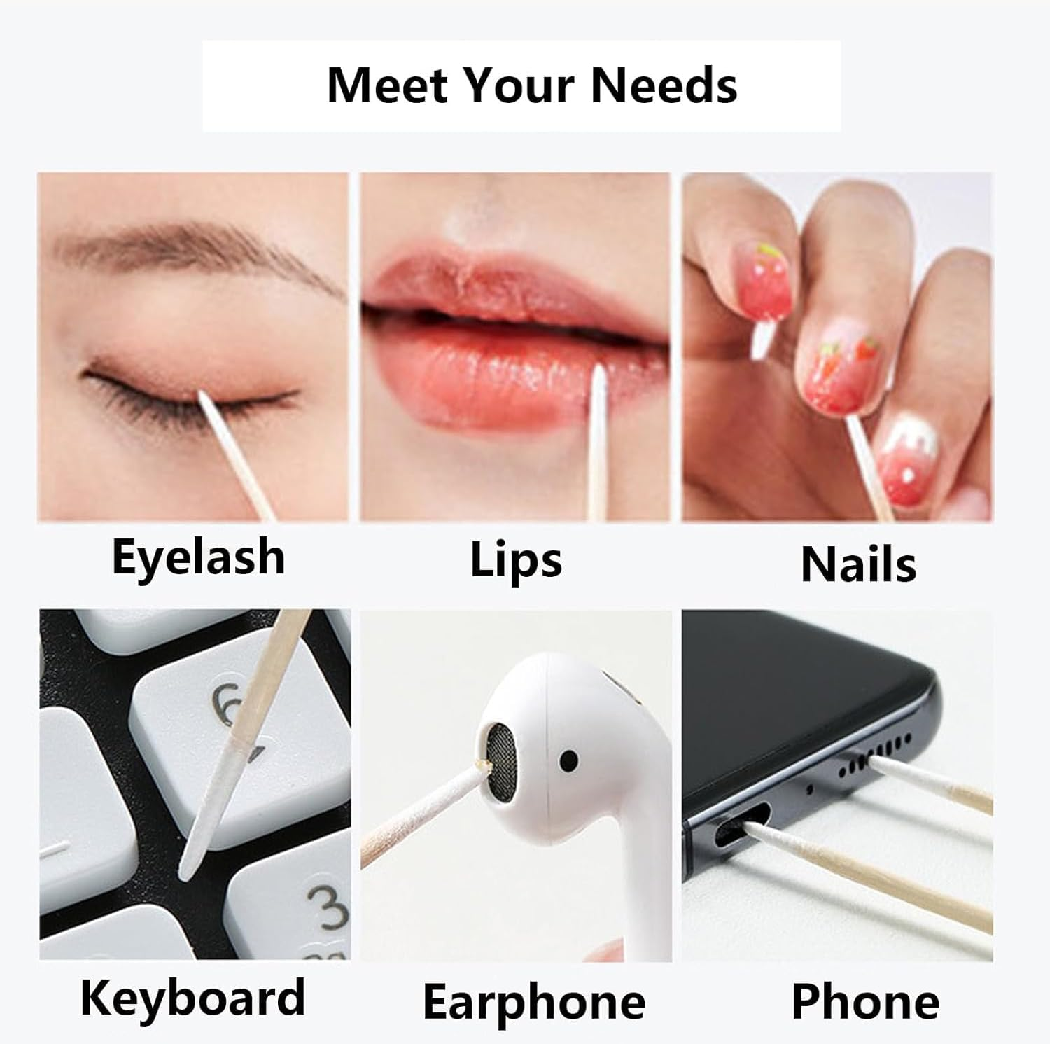 1300PCS Pointed Cotton Swabs,4 Inch Microblading Cotton Swab with Wooden Sticks for Makeup, Tattoo Permanent Supplies and Cleaning (13Packs) image number 5