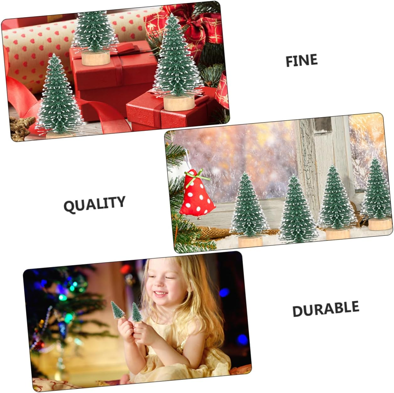 Outanaya 12Pcs Mini Christmas Tree Ornaments Natural Cedar Material for Xmas Tree Decor and Tabletop Display image number 6