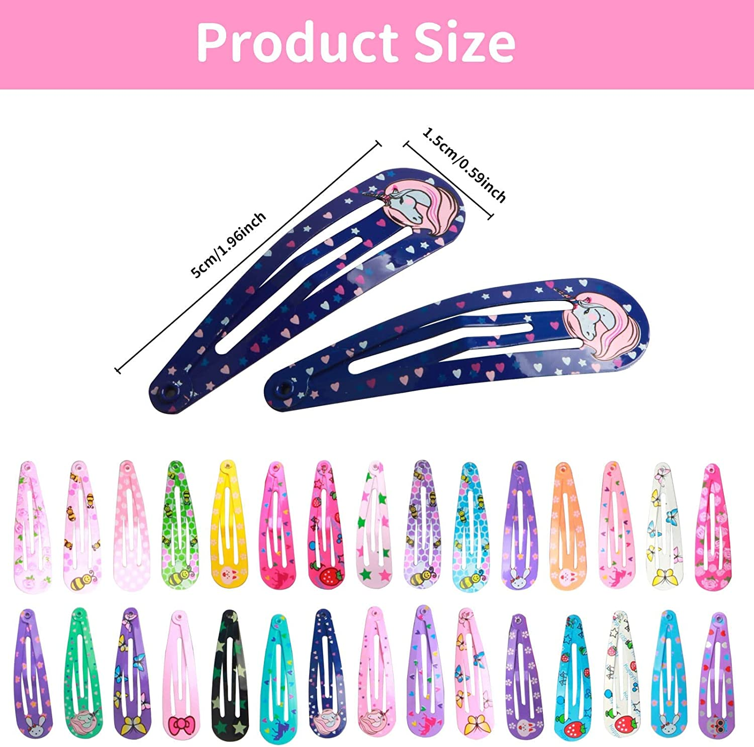 Girls Hair Clips, Metal Snap Hair Clips, 100 Pcs Non-Slip Metal Barrettes for Girls Teens Women, Mixed Colours image number 2