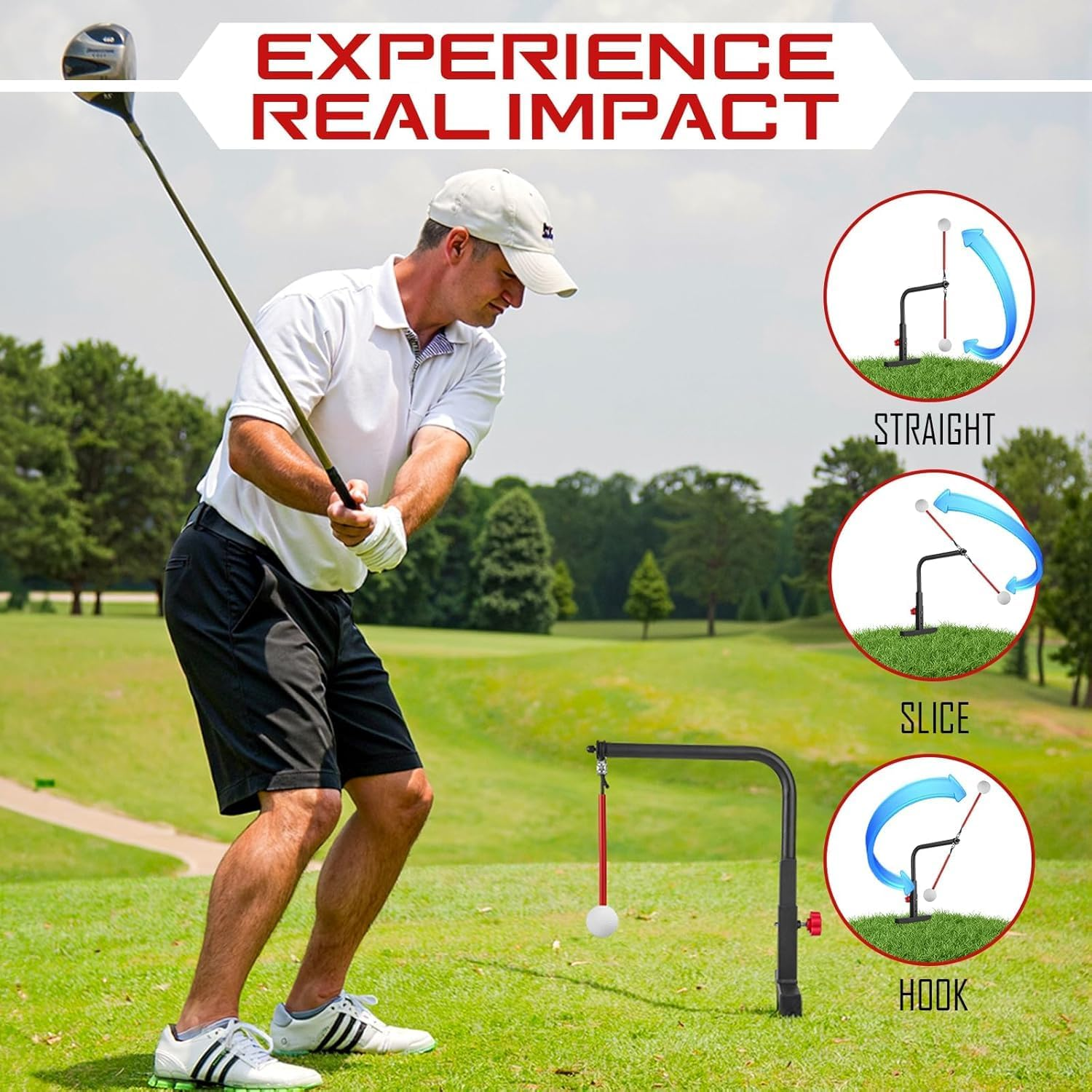 Golf Swing Trainer, Golf Training Aid, Adjustable Height Swing Practice Tool, Portable Golf Training Aid for Beginners to Professionals, Office and Home image number 1