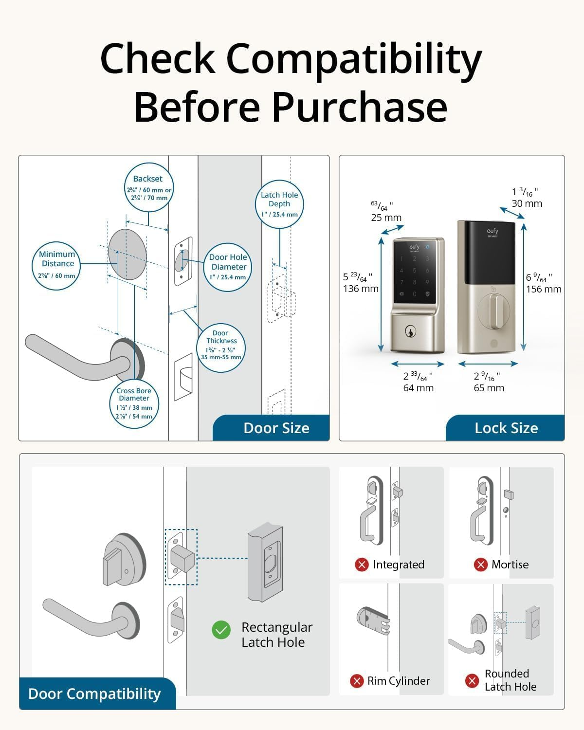 Eufy Security Smart Lock C210, Keyless Entry Door Lock for Front Door, No Bridge Required, Easy Installation, Touchscreen Keypad Deadbolt Lock, App Remote Control, 4 AA Batteries Included, Nickel image number 1