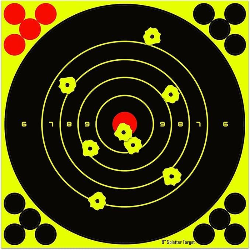 20.3CM Splatter Targets Paper, Self Adhesive Shooting Targets Paper, Shooting Practice Reactive Shooting Target Shots Target Paper, Bright Fluorescent Shot Marking Target Paper Splatter image number 1