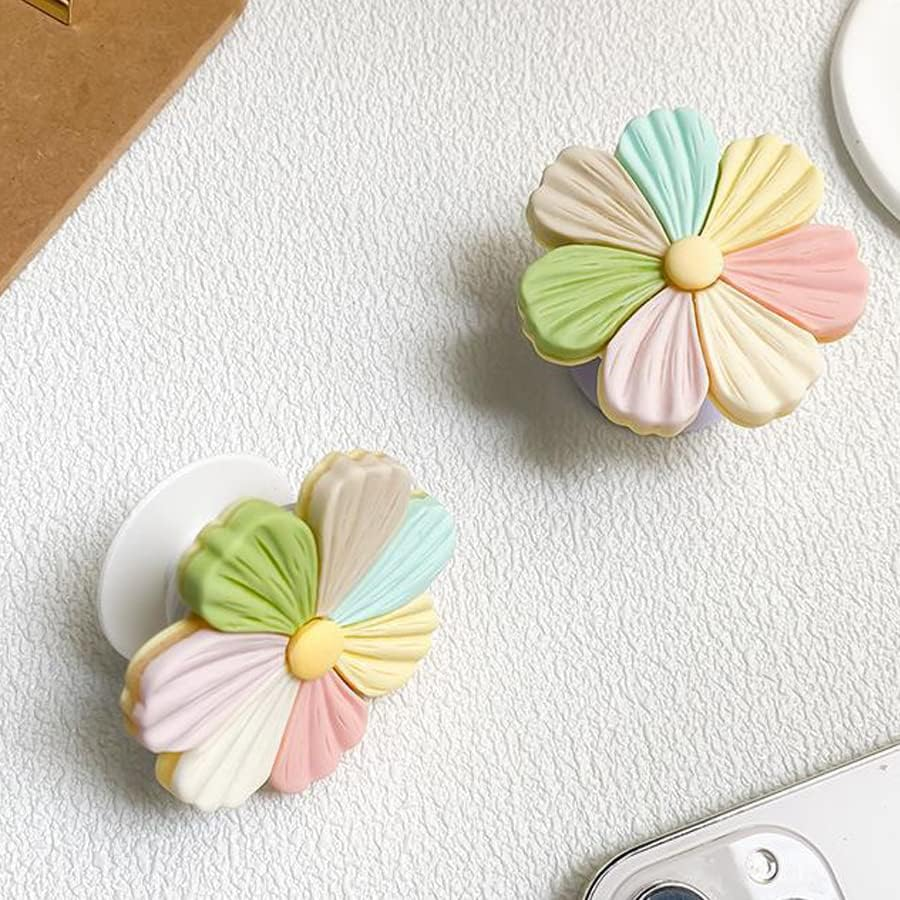 ARFUKA Phone Ring Holder Universal Phone Grip Collapsible Colored Flower Phone Grip and Phone Stand for Phones and Tablets Pack of 2 image number 2