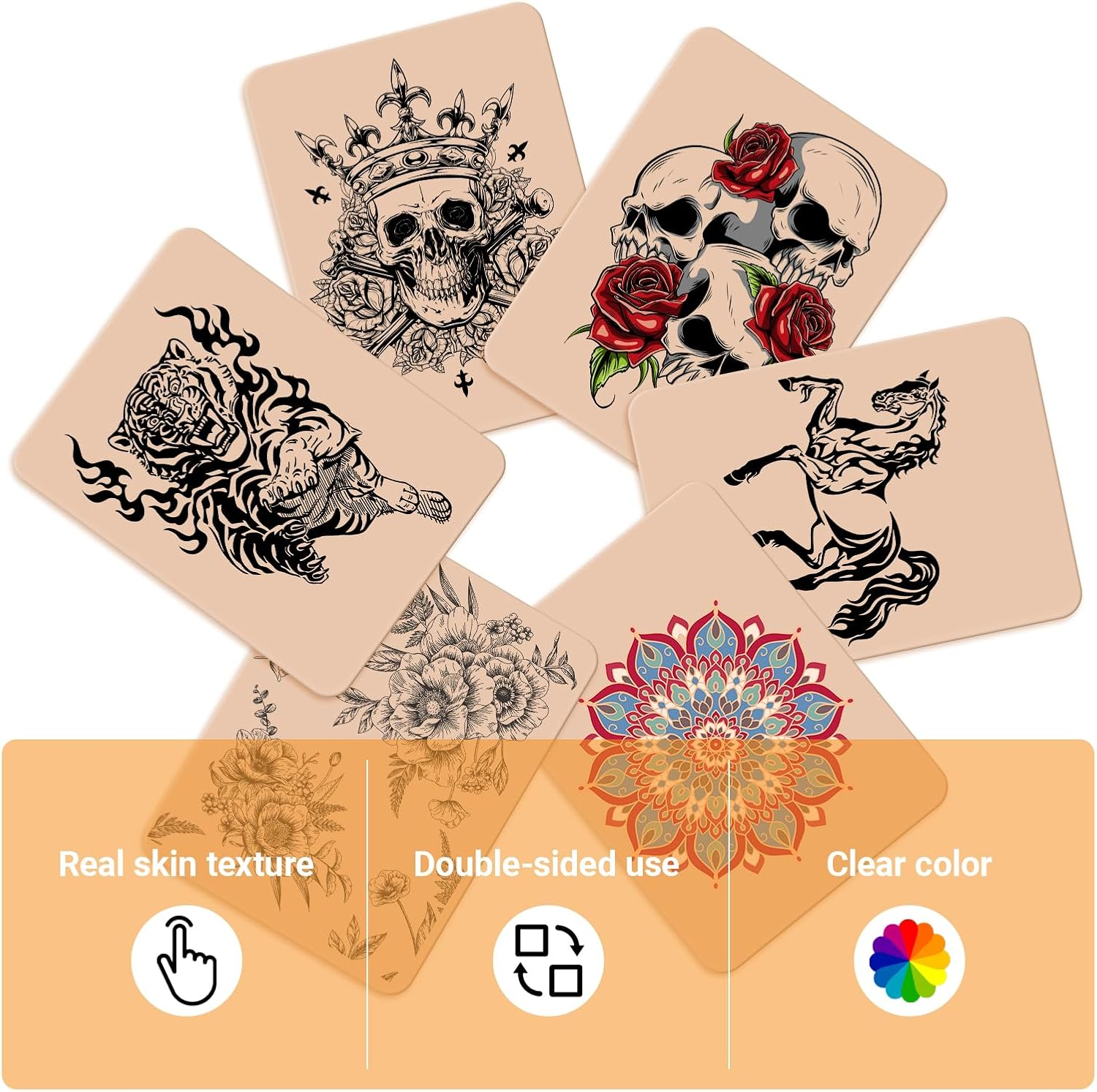 Fkereg 10 Pack Fake Skin Tattoo, 3Mm Tattoo Practice Skin 15X20 Cm, Thick Double Sides Real Feeling Soft Silicone Skins Sheet, Eyebrow Lip Tattooing Supplies for Beginners & Experienced Artist image number 6