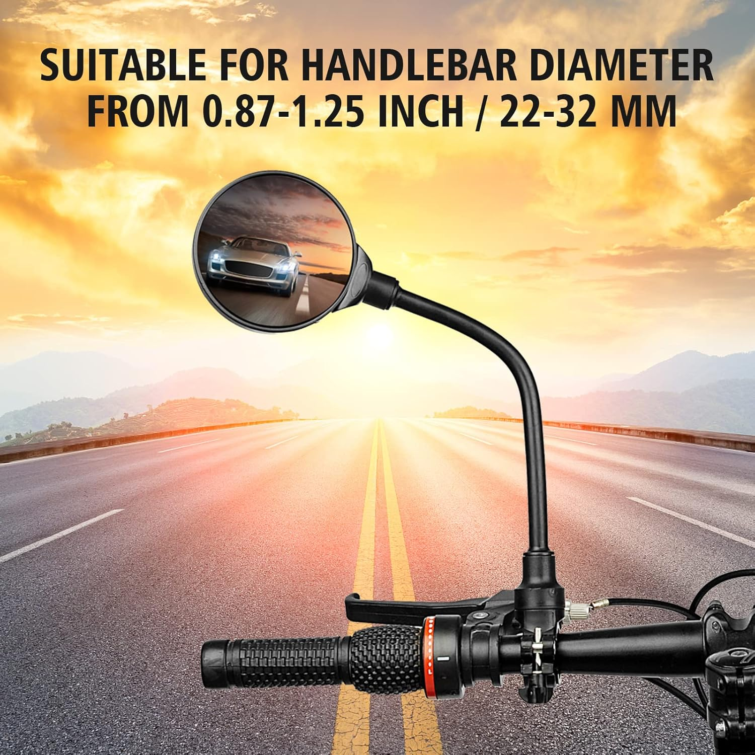 Bike Handlebar Mirror 2 Pack - Rotatable and Adjustable Wide Angle Rear View Shockproof Convex Mirror Universal for Bike Bicycle image number 4