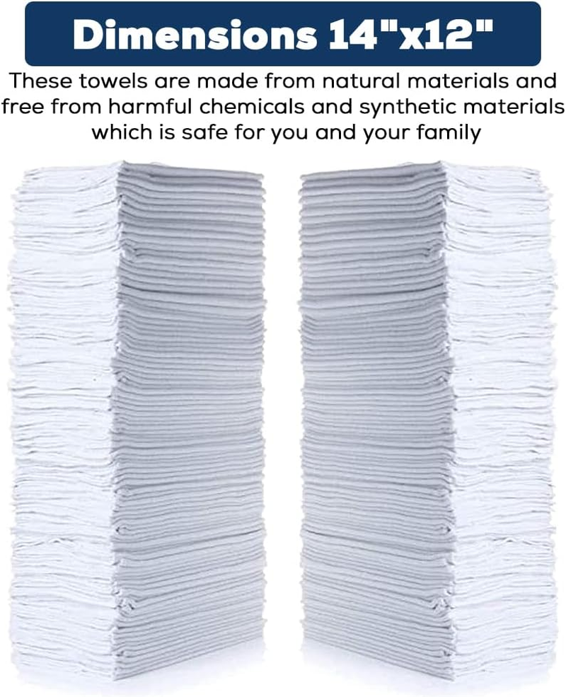SIMPLI-MAGIC 79142 Shop Towels 14"X12", 150 Count (Pack of 1), Cotton, White - White- Full Case image number 2