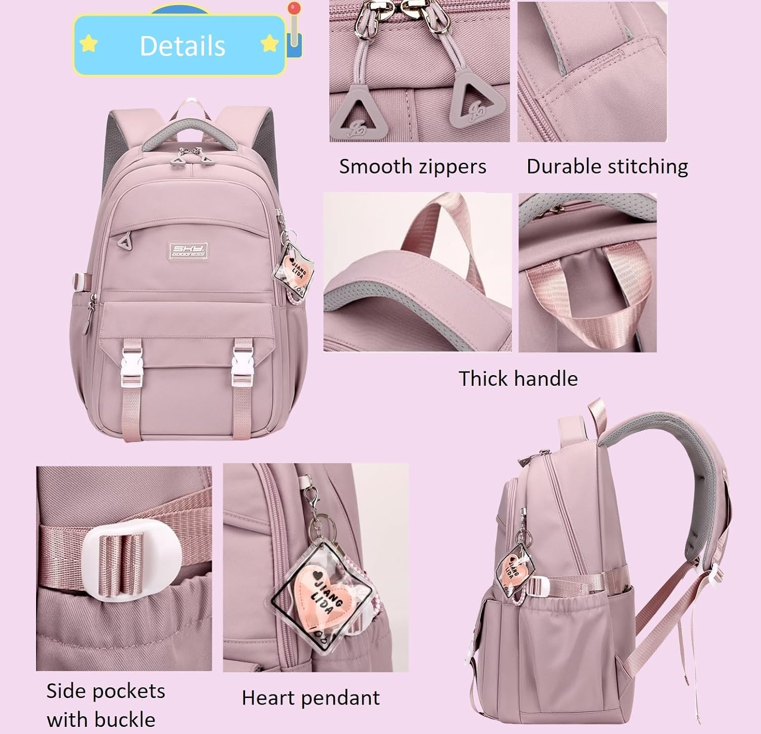 ETAISHOW Kids Backpack for Teen Girls Plain School Bag for Elementary Middle School Bookbag for Women - 01A Black image number 5