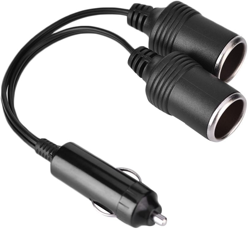 Car Charger, 2 Sockets Cigarette Lighter Splitter, Car Charger Plug Male to 2-Way Female Cigarette Lighter Socket Extension Cord Cable