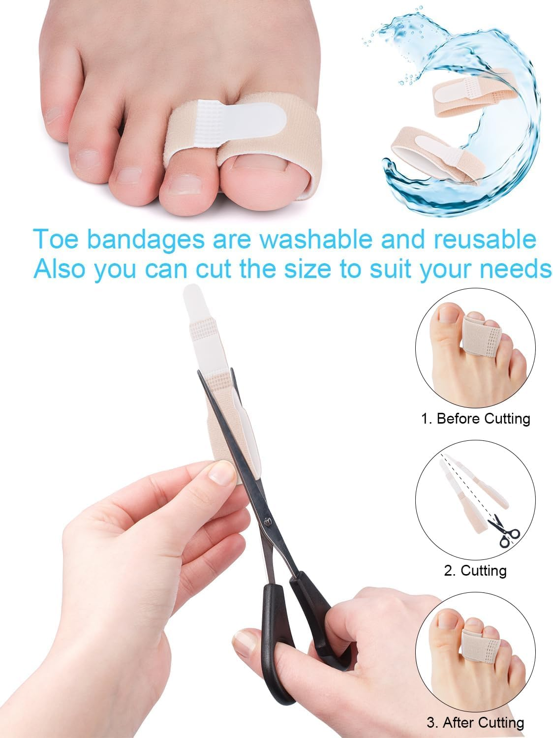 8 Pieces Broken Toe Wraps Hammer Toe Straightener, Hammer Toe Splints, Toe Cushioned Bandages Cushioned Bandages Hammer Toe Separator Splints image number 5
