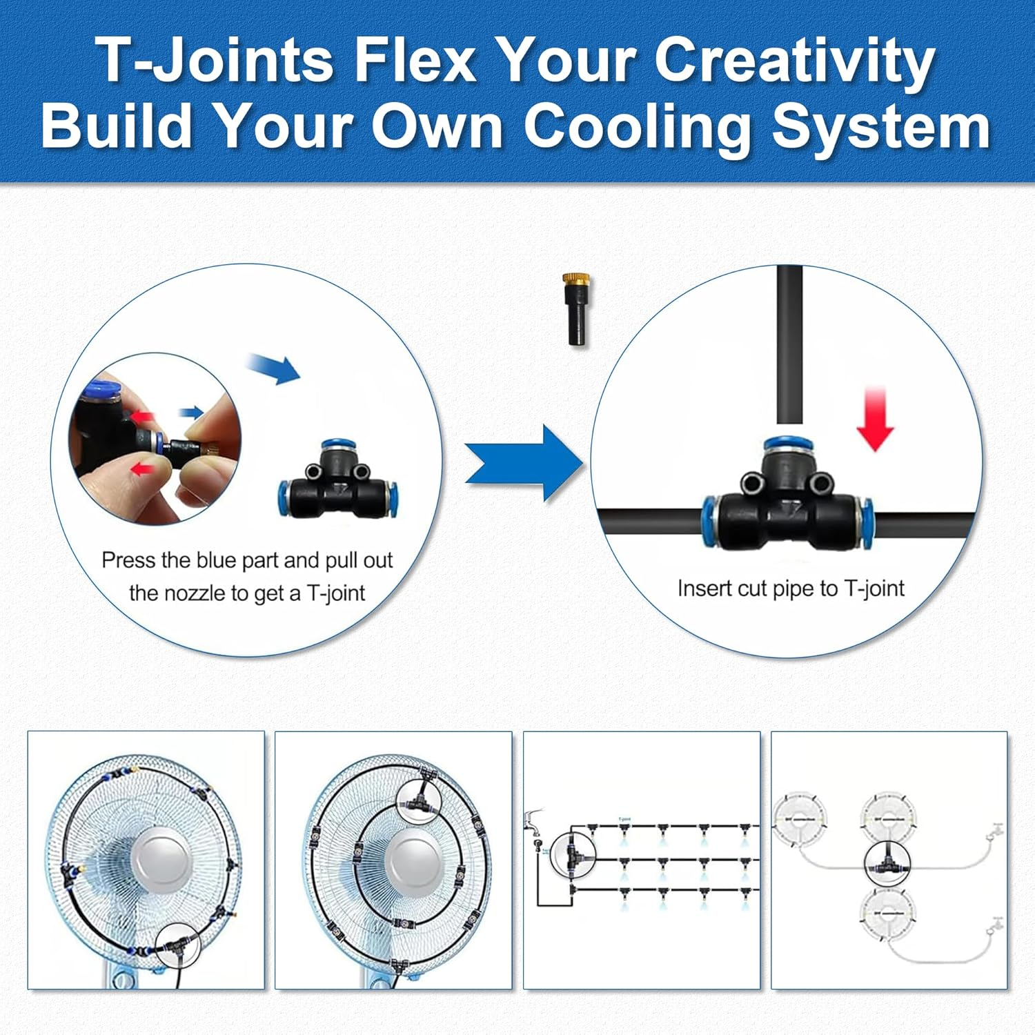 Misting Cooling System,Outside Water Misters for Outdoor Patio,80Ft(24M),Backyard Mist Kits-Garden,Greenhouse,Fan,Deck,Umbrella,Canopy,Pool,Porch.Trampoline Sprinkler Park,Bbq Party Accessories image number 4