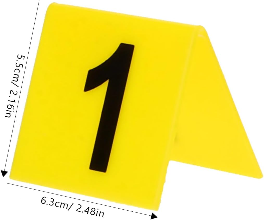 Angoily 10Pcs Acrylic Evidence Markers, Double-Sided Number Markers, Yellow Table Numbers for Restaurants, Crime Scene Decorations, 2.48 X 2.16 Inch image number 4