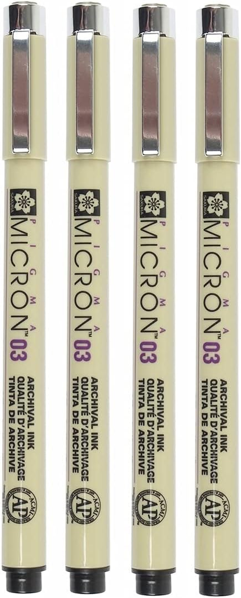 Sakura Pigma Micron 03 Black Pen 0.35Mm Line Width Pack of 4 (03)