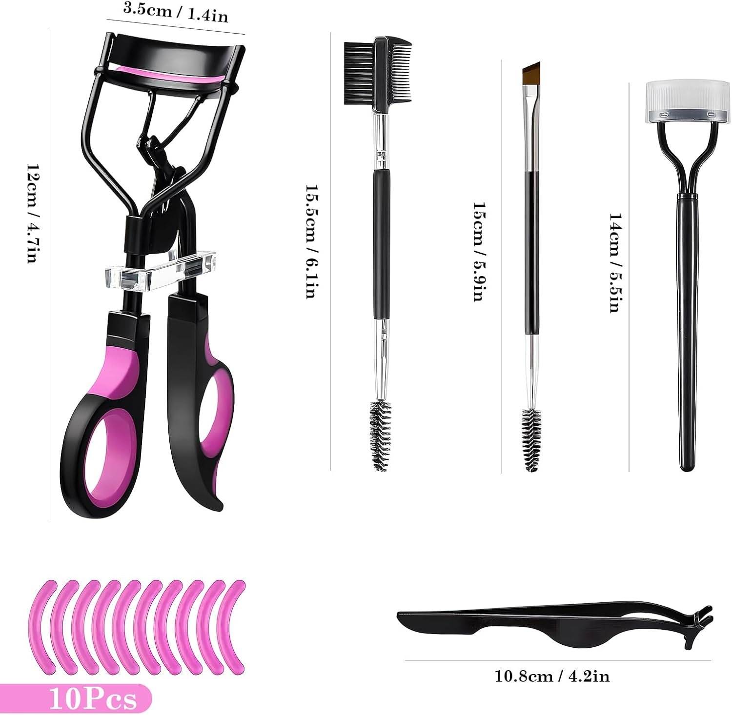 Professional Eyelash Curler Kit for Women, Durable Eyelash Curler, Make up Tool, Eyelashes with 10 Pieces Silicone Refill Pads and Beauty Eyelash Brush, Suitable for All Eye Shapes image number 4