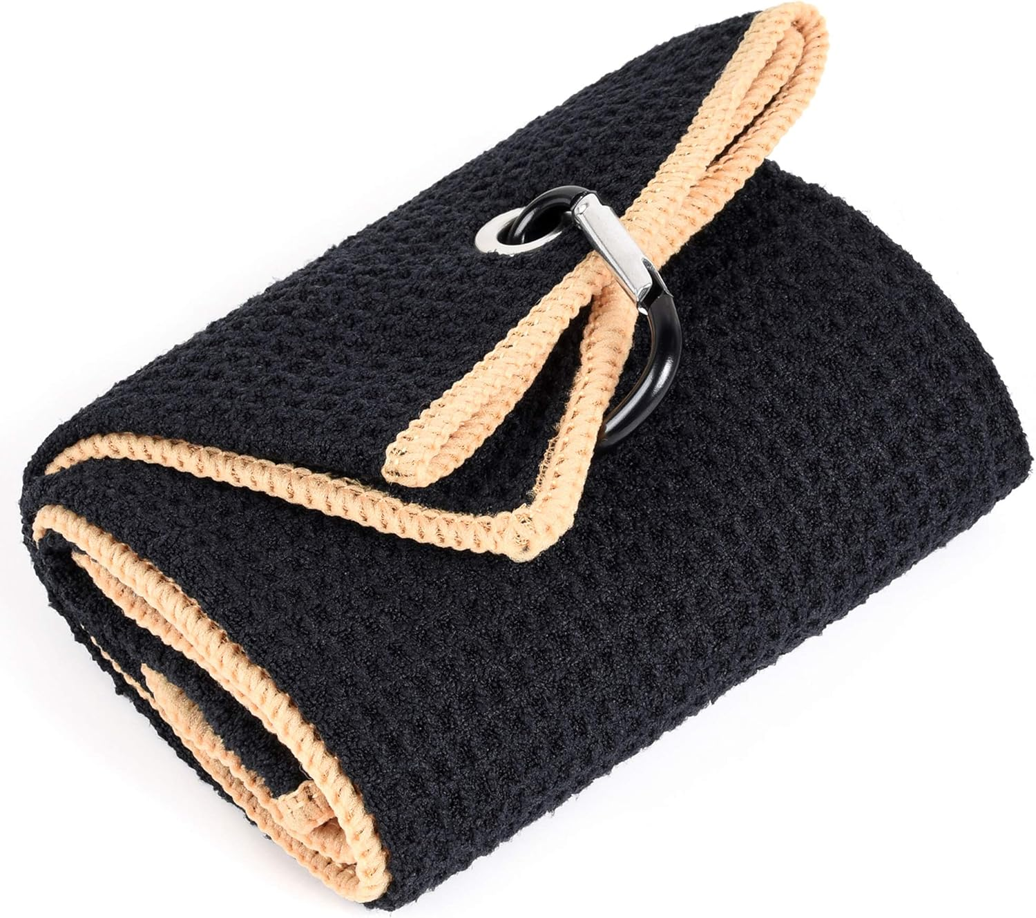 Mile High Life Tri-Fold Golf Towel | Premium Microfiber Fabric | Waffle Pattern | Heavy Duty Carabiner Clip | 14 Color Options