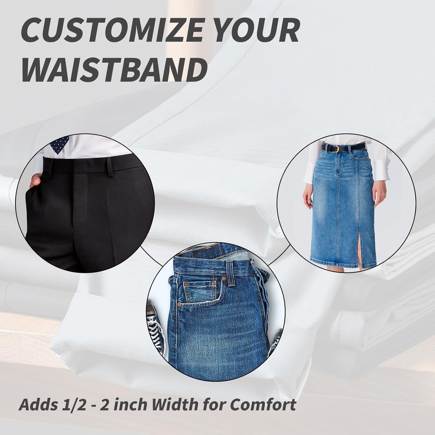 5 Pieces Pants Waist Extenders with Metal Hook, Maternity Women and Men Jeans Extender, Waistband Extension for Pants and Skirts image number 1