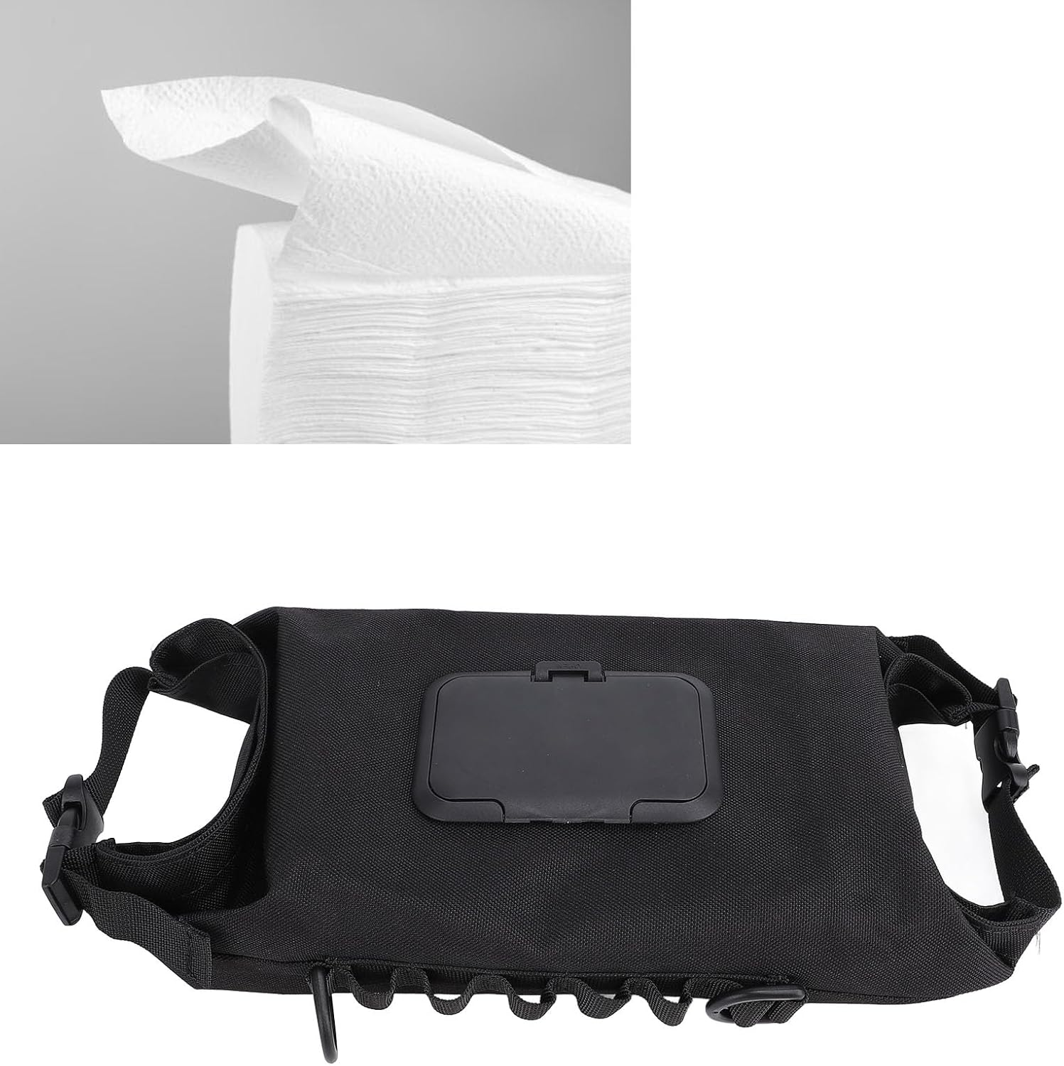 Wipes Dispenser, Reusable Travel Baby Wipes Dispenser, Portable Refillable Wipe Holder, Wet Wipe Bag, Large Capacity Wet Wipes Pouch for Camping, Car, Office (Black)