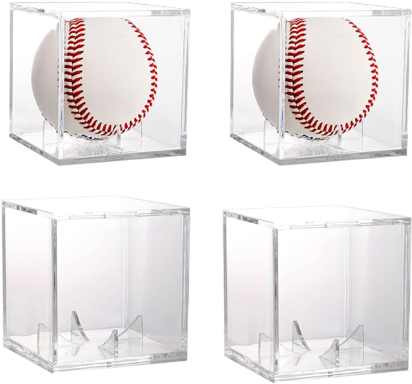 2 Pack Baseball Display Case,Acrylic Cube Baseball Holder UV Protected Acrylic Baseball Storage Box Display Case For,Baseball Baseball Storage Rack image number 2