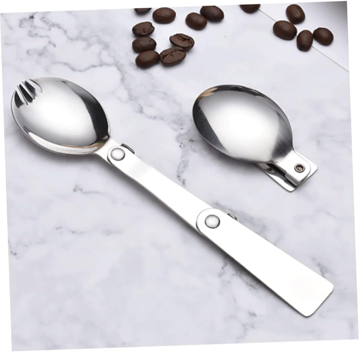BESPORTBLE Stainless Steel Foldable Spoon Cutlery Travel Picnic Outdoor Activities Portable Tableware Camping Accessories image number 1