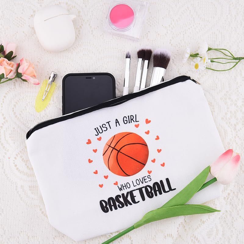 Basketball Makeup Bag Gifts Girls Basketball Lovers Christmas Birthday Gifts for Daughter Cosmetic Toiletry Bag Just a Girl Who Loves Travel Accessories Bags for Bestie Sister image number 2