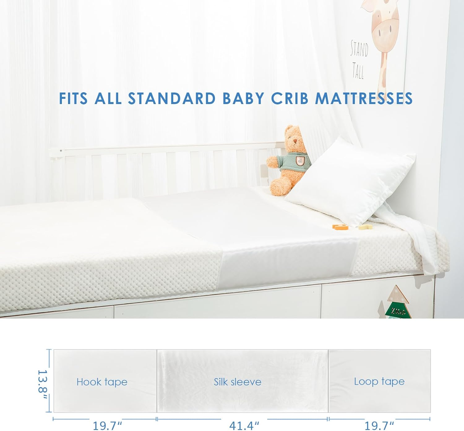 PROMEED 23 Momme Silk Crib Slip - No More Bed Head & Baby Bald Spots, 100% Silk Crib/Bassinet Sheets (White) image number 5