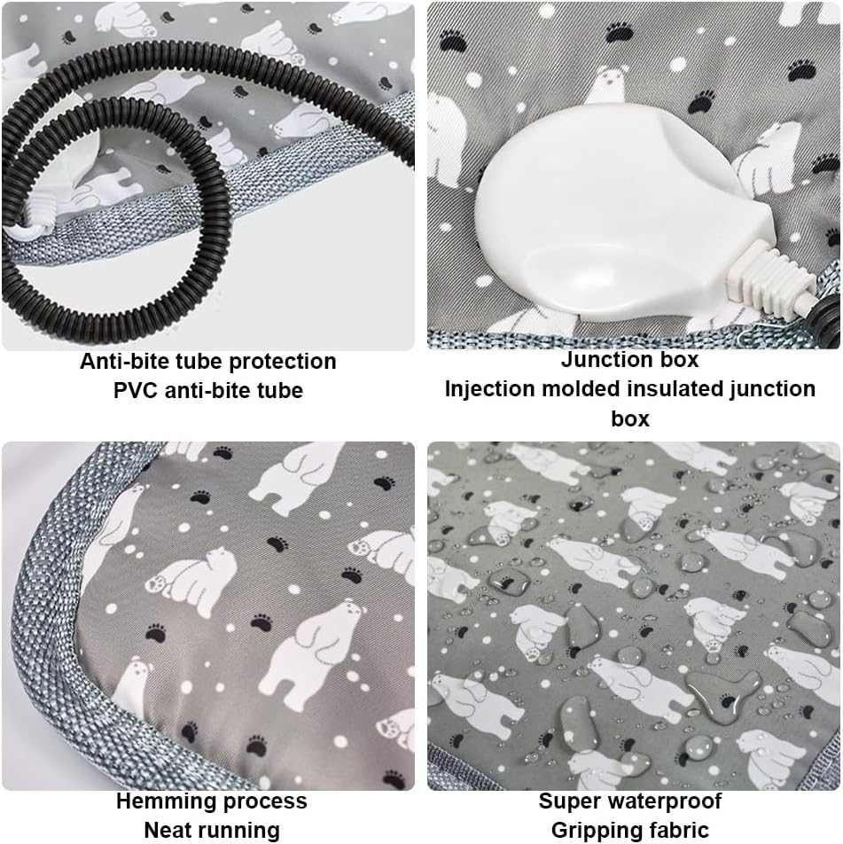 Pet Heating Pad, Small Electric Blanket, Waterproof Heated Dog Bed, 45X45 CM Pet Heating Sleeping Bed Mat, Adjustable Temperature with Chew Resistant Cord for Home image number 3