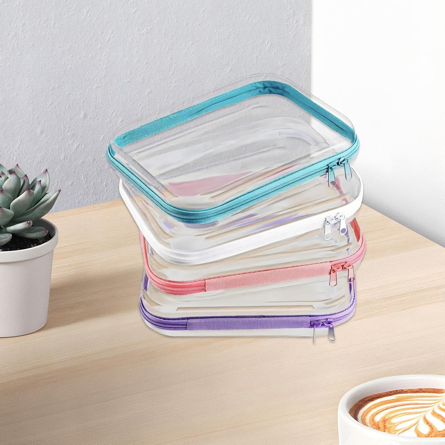 Clear Makeup Bag, Cosmetic Bag, Clear Zip Bag, Pack of 4 Storage for Cosmetics, Skin Care, Products, Travel Organisation image number 2