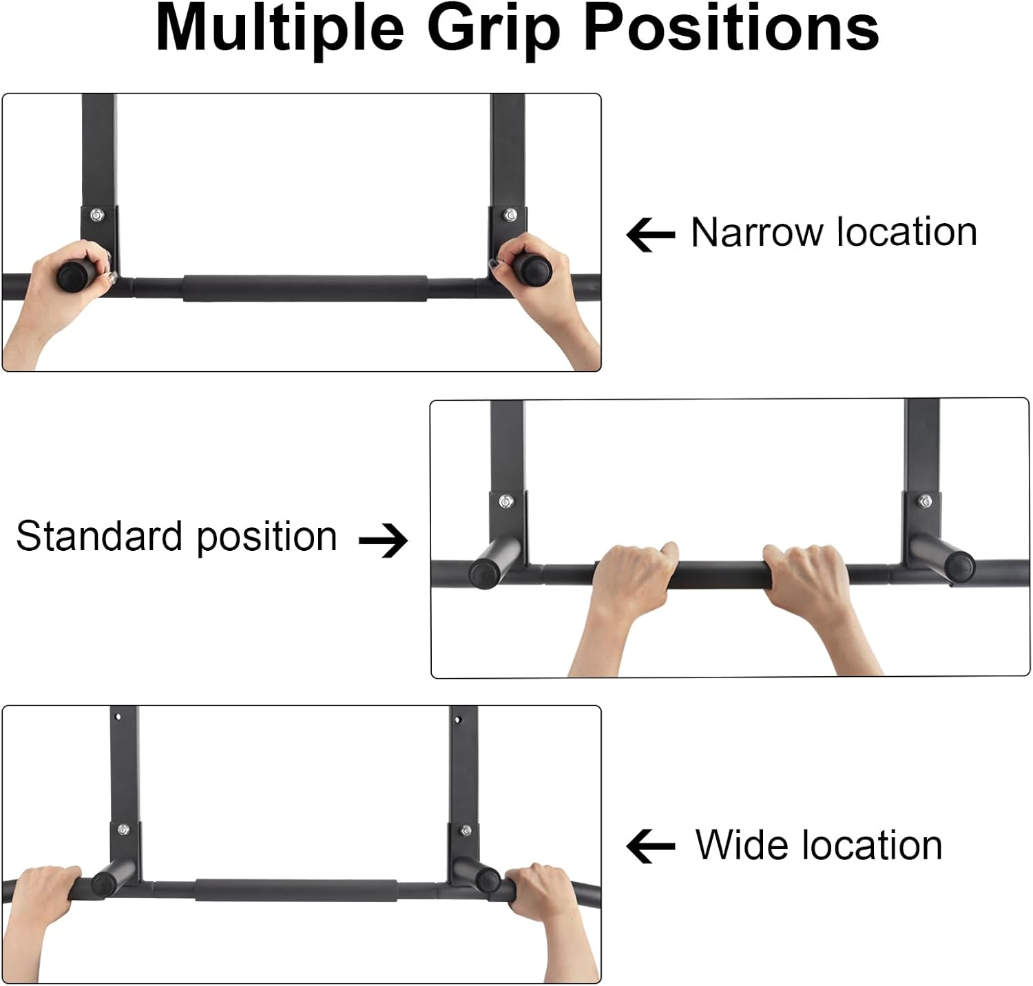 Raylove Pull up Bar 440 Pounds Max Weight Capacity - Heavy Duty Steel Multi-Grip Strength Training Bar for Ceiling/Overhead Mount, Chin-Up & Pull-Up Fitness Trainer for Home Gym, Men & Women