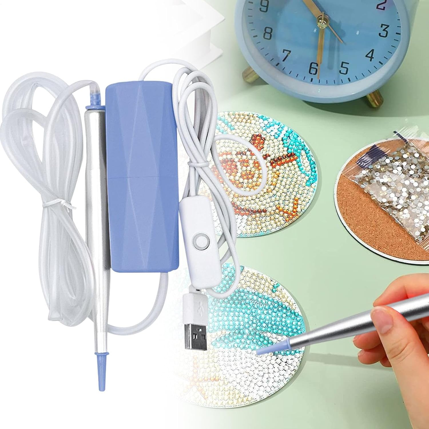 Nail Dotting Tool - Benunico for | USB Electric Vacuum Dusk Pen Craft Accessories Multipurpose Design Reusable Bubble and Easy to Apply Portable for Principles image number 1