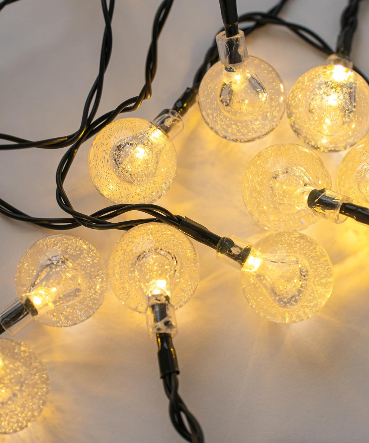 Meletē LED Bubble Ball String Lights &ndash; 6.1M (20Ft), 40 Warm White Leds, Battery Operated with Timer &ndash; Fairy Lights for Indoor Use, Christmas, Bedroom, Party Decoration image number 1