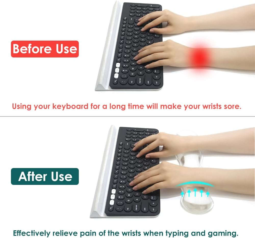 Soft Keyboard Wrist Rest Pad 14.29" Comfort Cool Silicone Gel Cushion Typing Gaming Wrist Pain Relief Support Pad for Macbook Magic Keyboard Other Keyboards Office & Home Accessories (Clear) image number 1