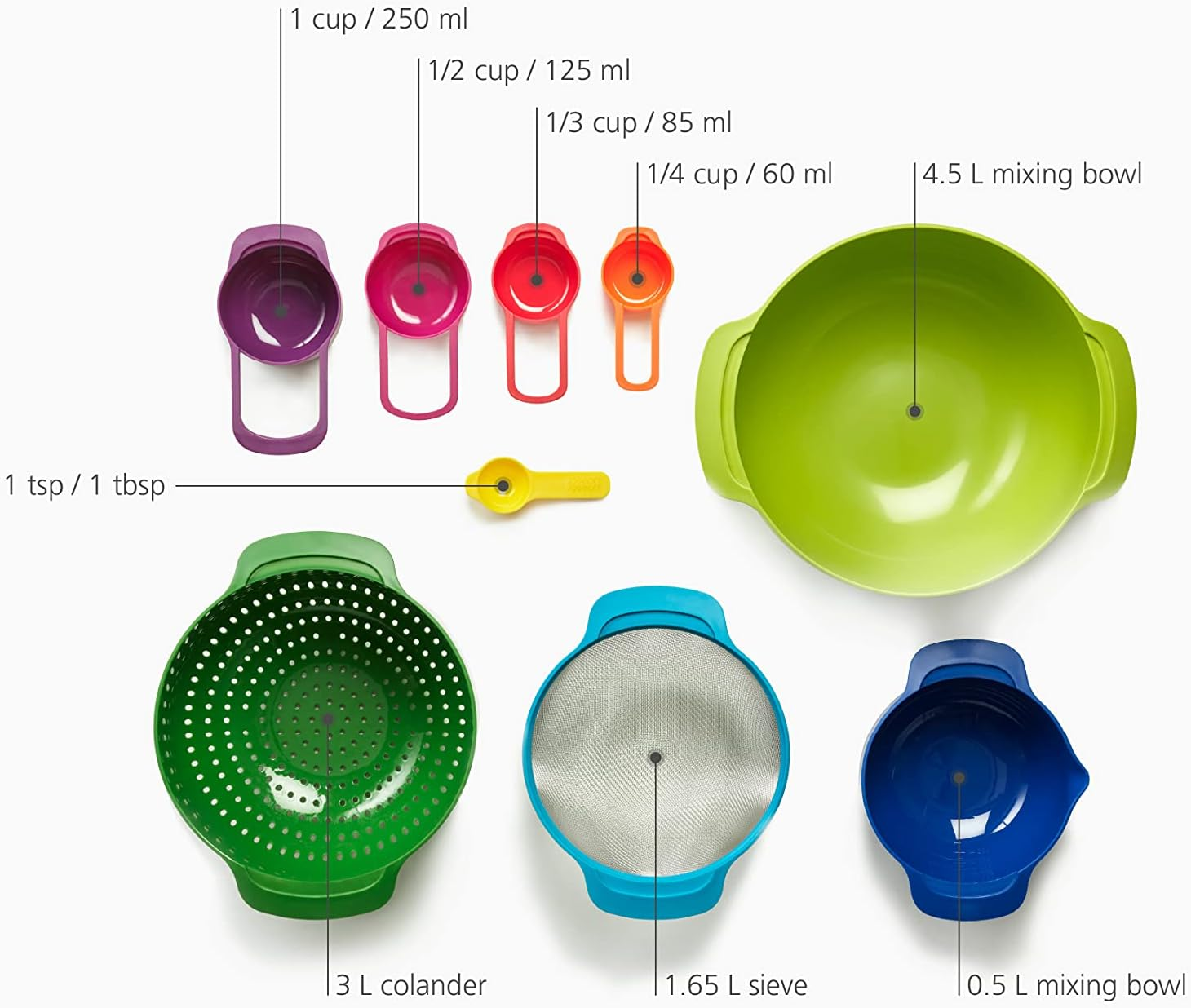 Joseph Joseph Nest 9 Plus, 9-Piece Compact Food Preparation Set - Multi-Colour image number 4