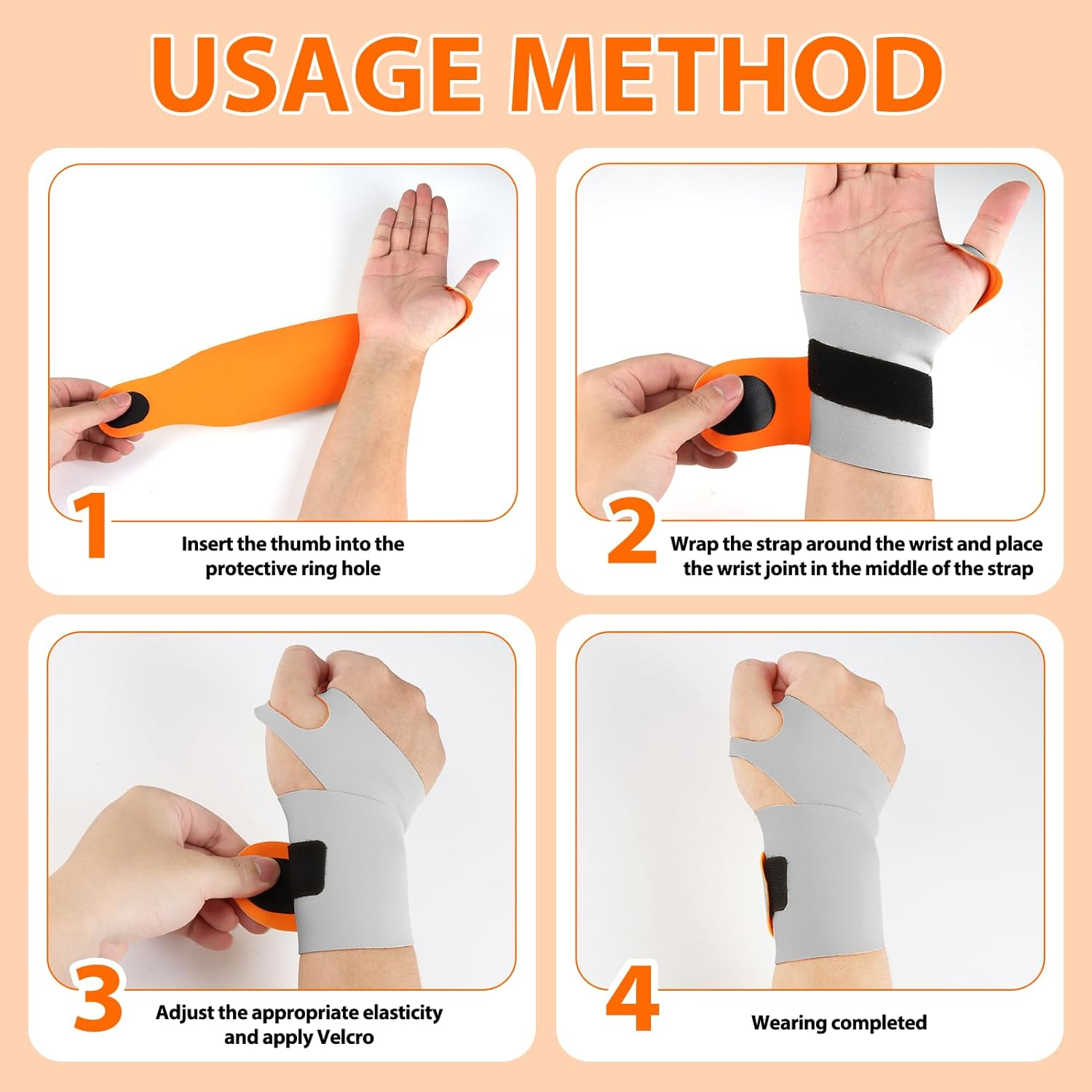 2 Pcs Wrist Support Brace, Lightweight Breathable Adjustable Wrist Support Brace, Relieves Carpal Tunnel Syndrome and Sore, Carpal Tunnel for Full Time Mother Keyboard Player Tennis(Gray) image number 5