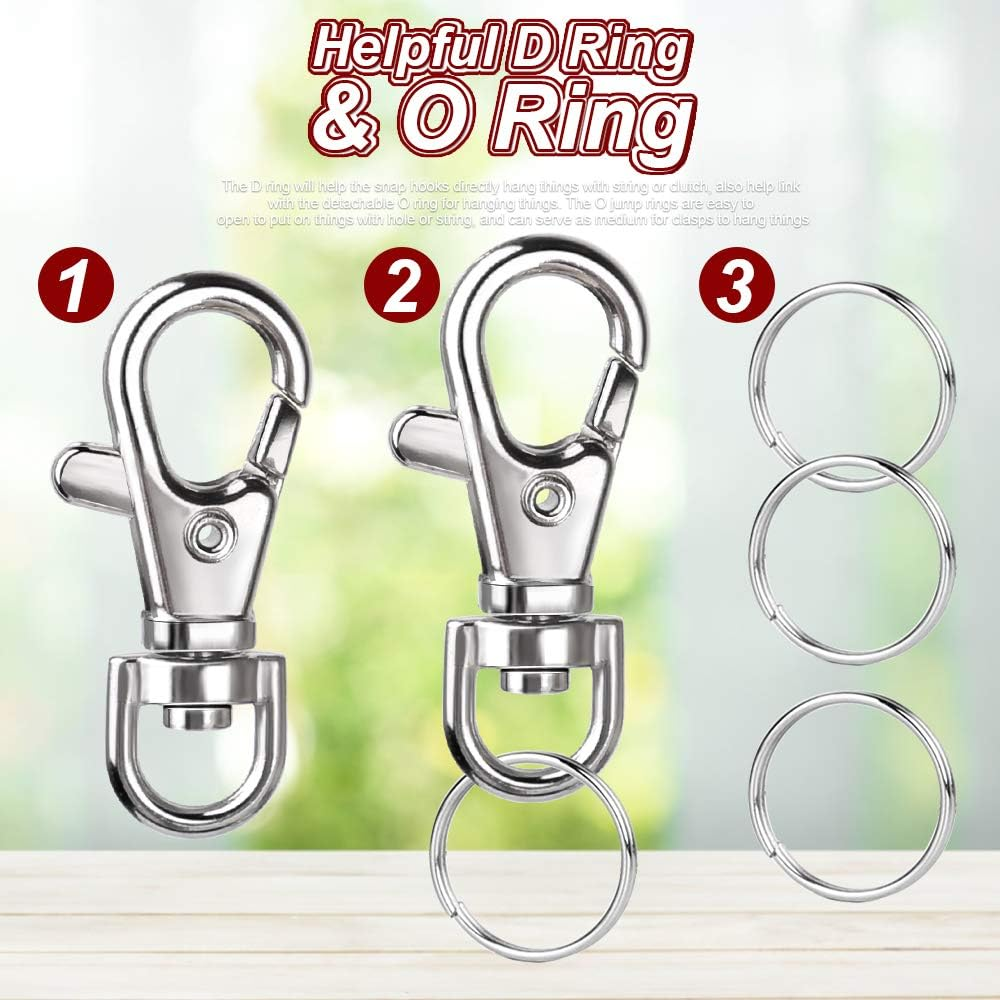 Metal Swivel Snap Hooks with Key Rings, Small Keychains for DIY Crafts image number 1
