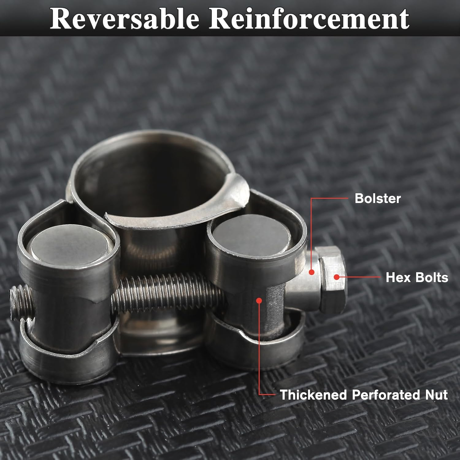 LEONTOOL 4 PCS 17-19Mm Range T-Bolt Hose Clamps, Heavy Duty Adjustable Pipe Clamps with Wrench, 304 Stainless Steel Turbo Pipe Clamps for Automotive Intercooler Radiator Heater High Pressure Hose image number 2