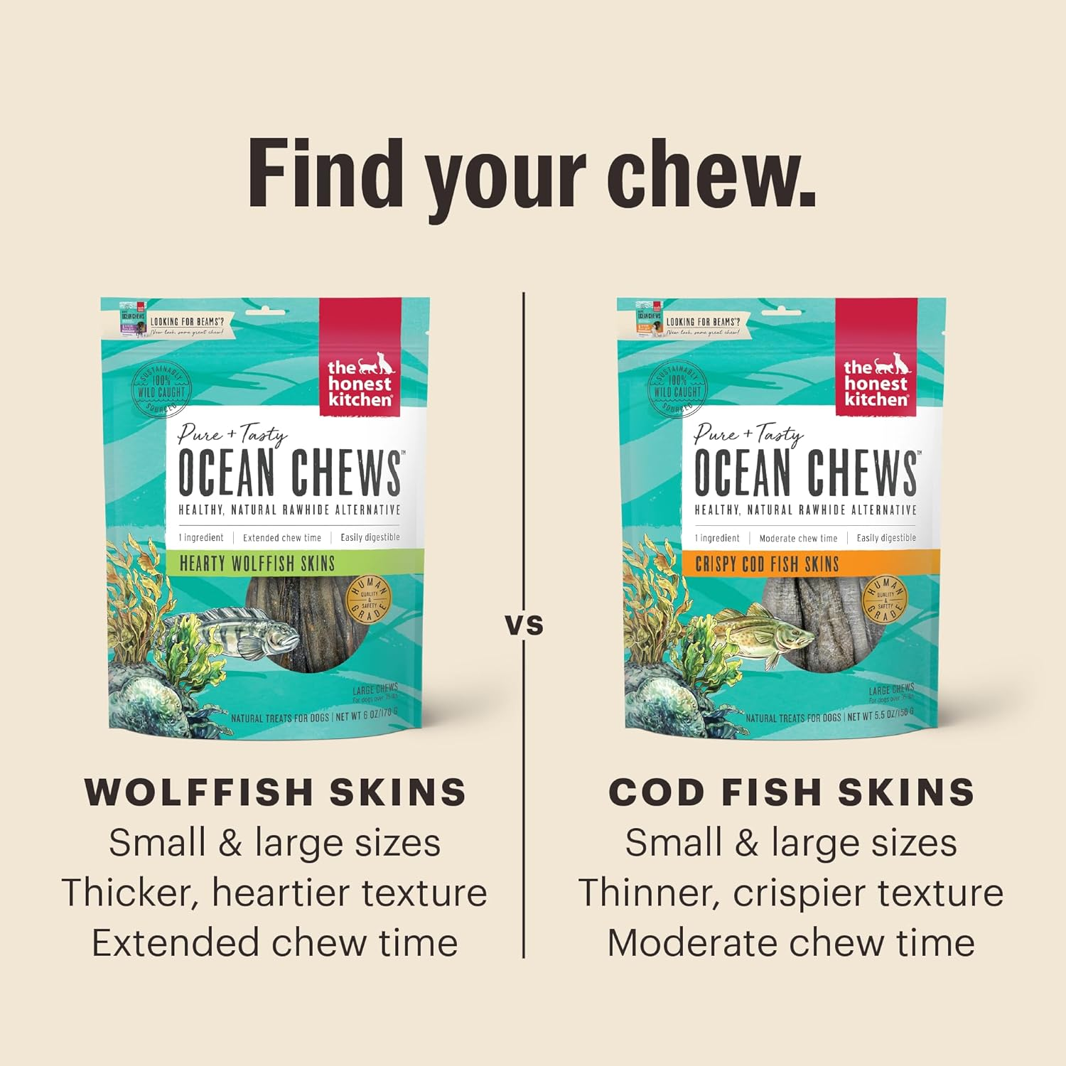 The Honest Kitchen 855089008757 Beams Ocean Chews for Dogs, 5.5 Oz image number 4