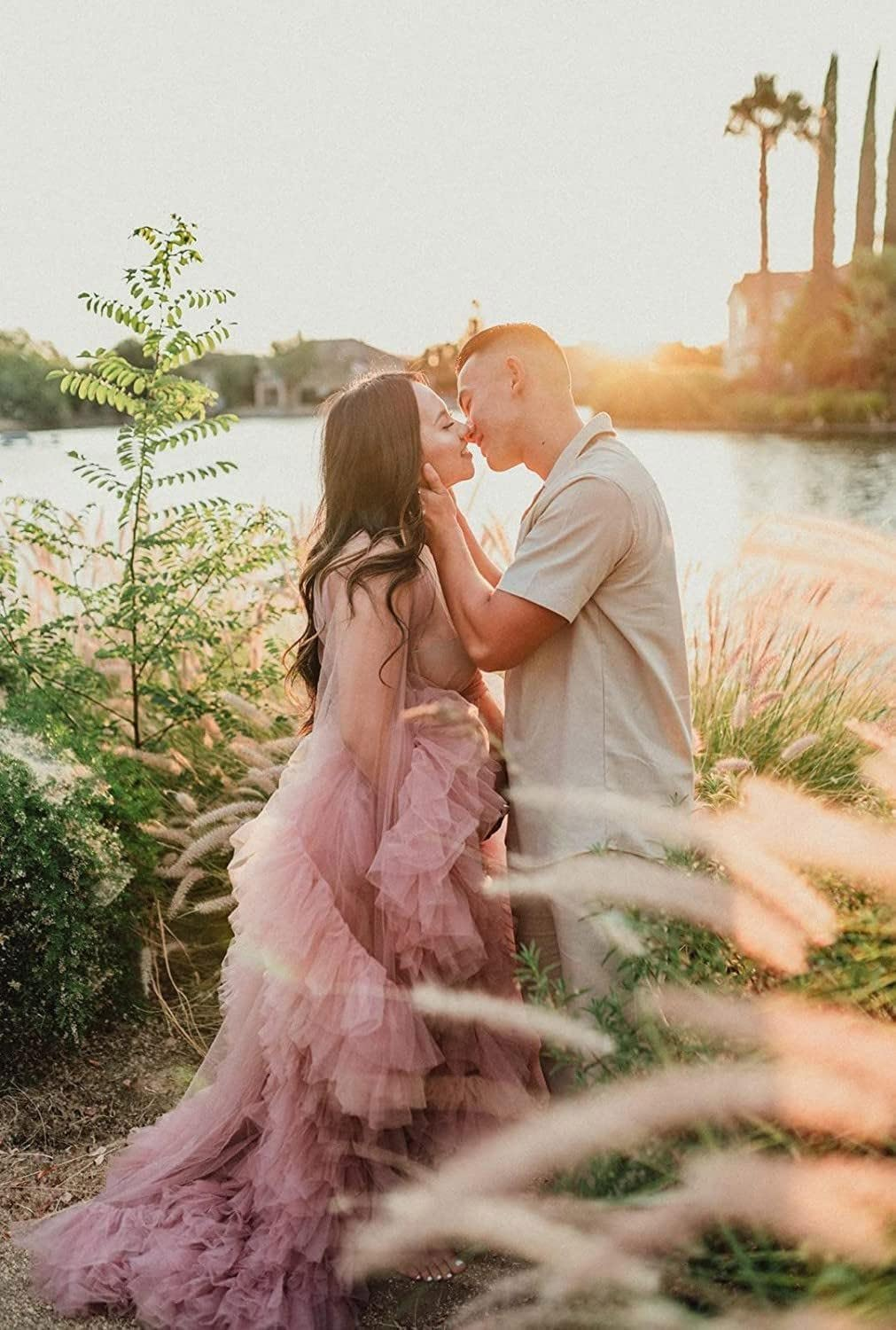 Tianzhihe Women'S Tulle Robe Puffy Maternity Photoshoot Bridal Lingerie Bathgown Dressing Gown Sheer Long image number 3