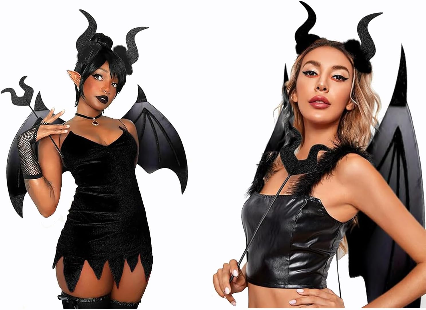 GIOD Halloween Devil Wings Costumes, Devil Wings and Headband, Role Playing the Dark Angel with a Corner Belt and the Devil Fork, Suitable for Halloween, Party, Stage Performance