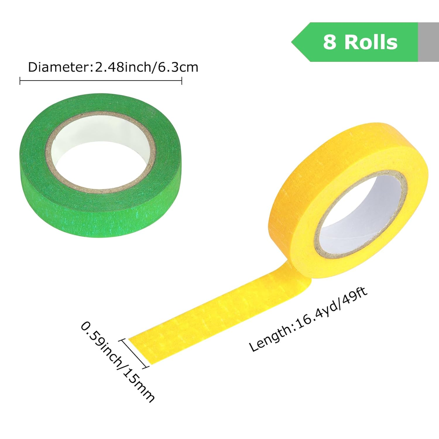 Colored Masking Tape Coloured Tape Artist Tape Crafting Supplies Classroom Must Haves Classroom Supplies 8Rolls 0.59 Inch Art Supplies Washi Tape Set Painter Tape image number 5