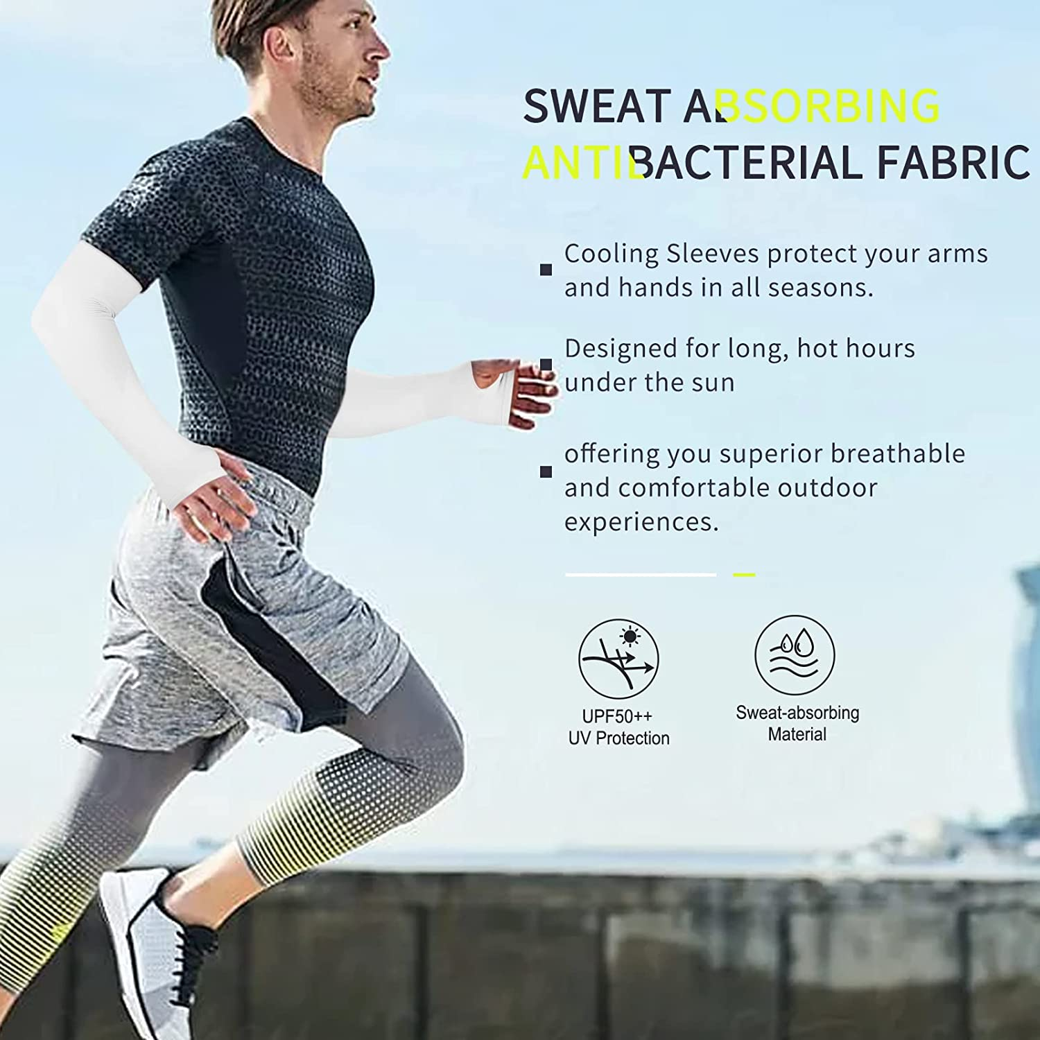 3 Pairs UV Protection Cooling Icy Arm Sleeves, Arm Warmers for Men Women Sports Sun Sleeves with Thumb Hole for Driving, Golfing, Fishing, Cycling, Hiking, Exercising image number 2