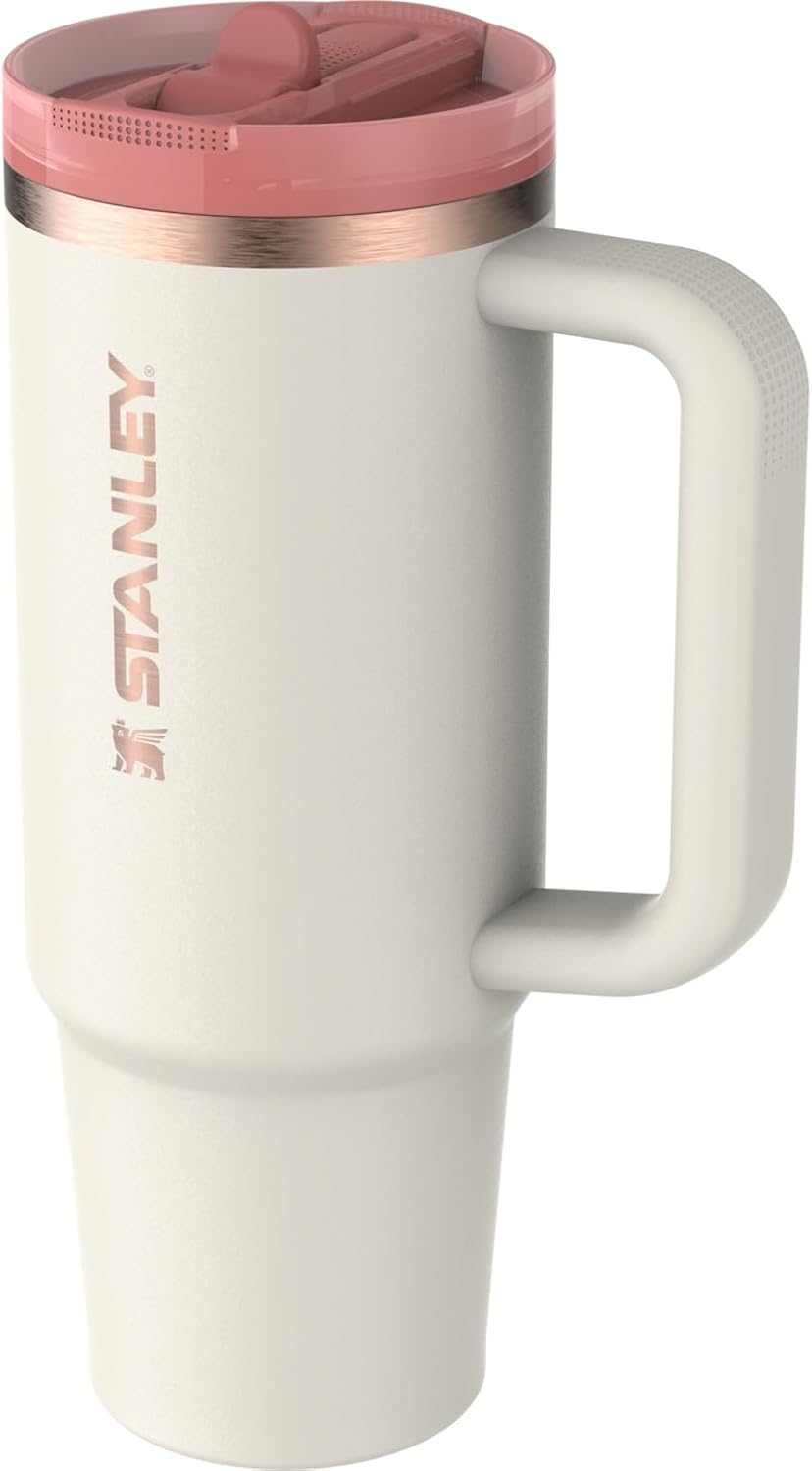 Stanley Quencher Protour Flip Straw Tumbler with Leakproof Lid 30 Oz | Built-In Straw and Handle | Cup Holder Compatible for Travel | Insulated Stainless Steel Cup | Bpa-Free | Cream Rose Gold