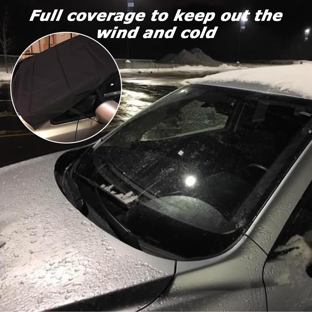 MOTRAIN Car Windshield Snow Cover 4 Layers Waterproof Car Windshield Protector for Winter & Summer Auto Sunshade Universal Fit for Truck SUV Van Accessories (86.6X55.1Inch, Magnets) image number 5