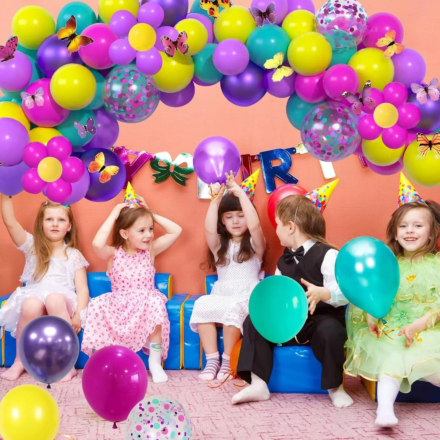 Colorful Balloons Confetti Balloons 50Pcs Purple Pink Balloons Cyan Balloons for Birthday Party Indoor Outdoor Decoration.
