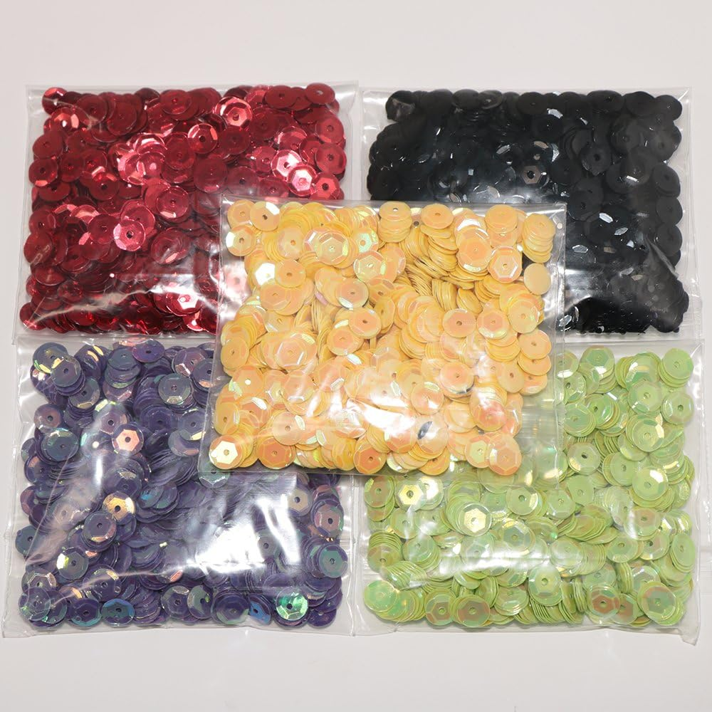 VAPKER 15 Colors 6Mm Loose Sequins Rainbow Cup Sequin Bulk Iridescent Spangles Craft Supplies Assorted Colors for DIY Arts Crafts Making(150Gram)