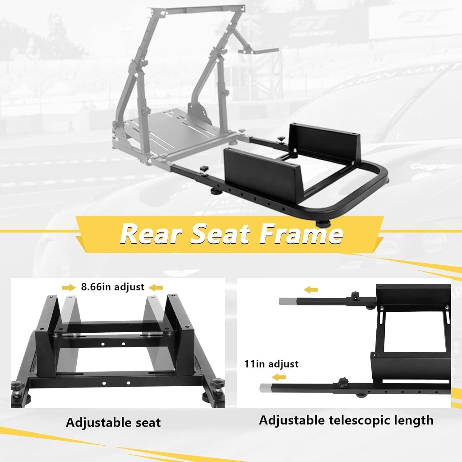 Dardoo New Racing Rear Seat Frame Fit for Red&Black Racing Seat Suitable for Universal Steering Wheel Stand Support DIY