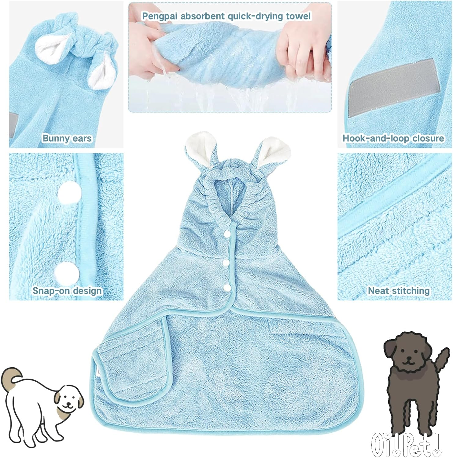 Dog Bathrobe - Super Absorbent Pet Drying Robe, Quick-Dry Bath Towel for Dogs after Swimming & Showering, Soft & Comfortable Puppy Bathrobe for Small to Medium Breeds XS Pink image number 3