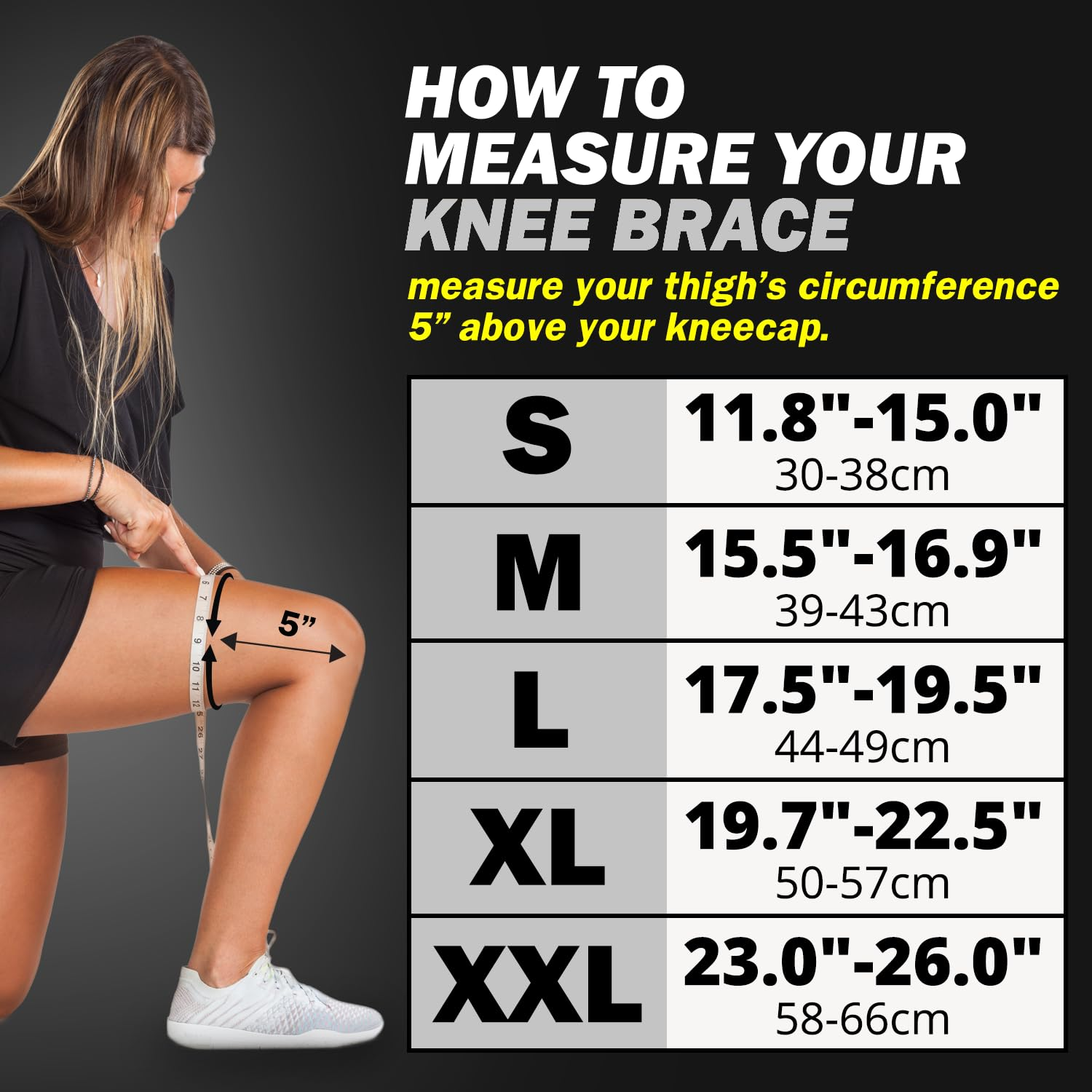 POWERLIX Knee Support for Women/Men, Knee Brace Compression Sleeve Support for Arthritis, Joint Pain, Ligament Injury, Meniscus Tear, ACL, MCL, Tendonitis, Running, Squats, Sports, Black, L