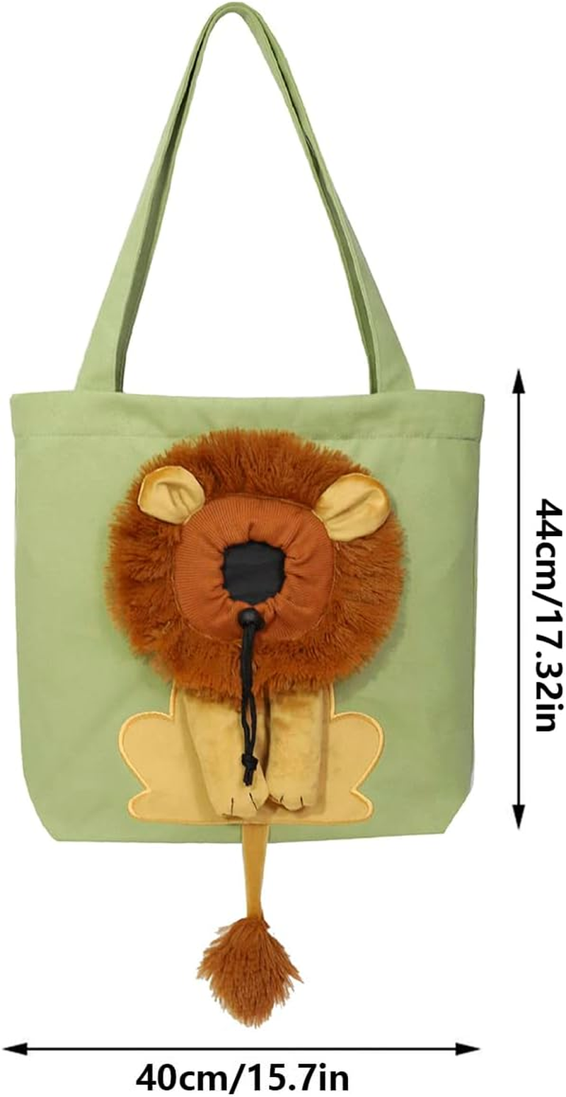 Claumeng Cute Lion-Shaped Cat Carrying Bag,Pet Backpack Carrier, Tote Bag, Large Capacity Dog Canvas Bag Portable Shoulder Pet Outdoor Travel Handbag for Small Animals(Light Green) image number 2