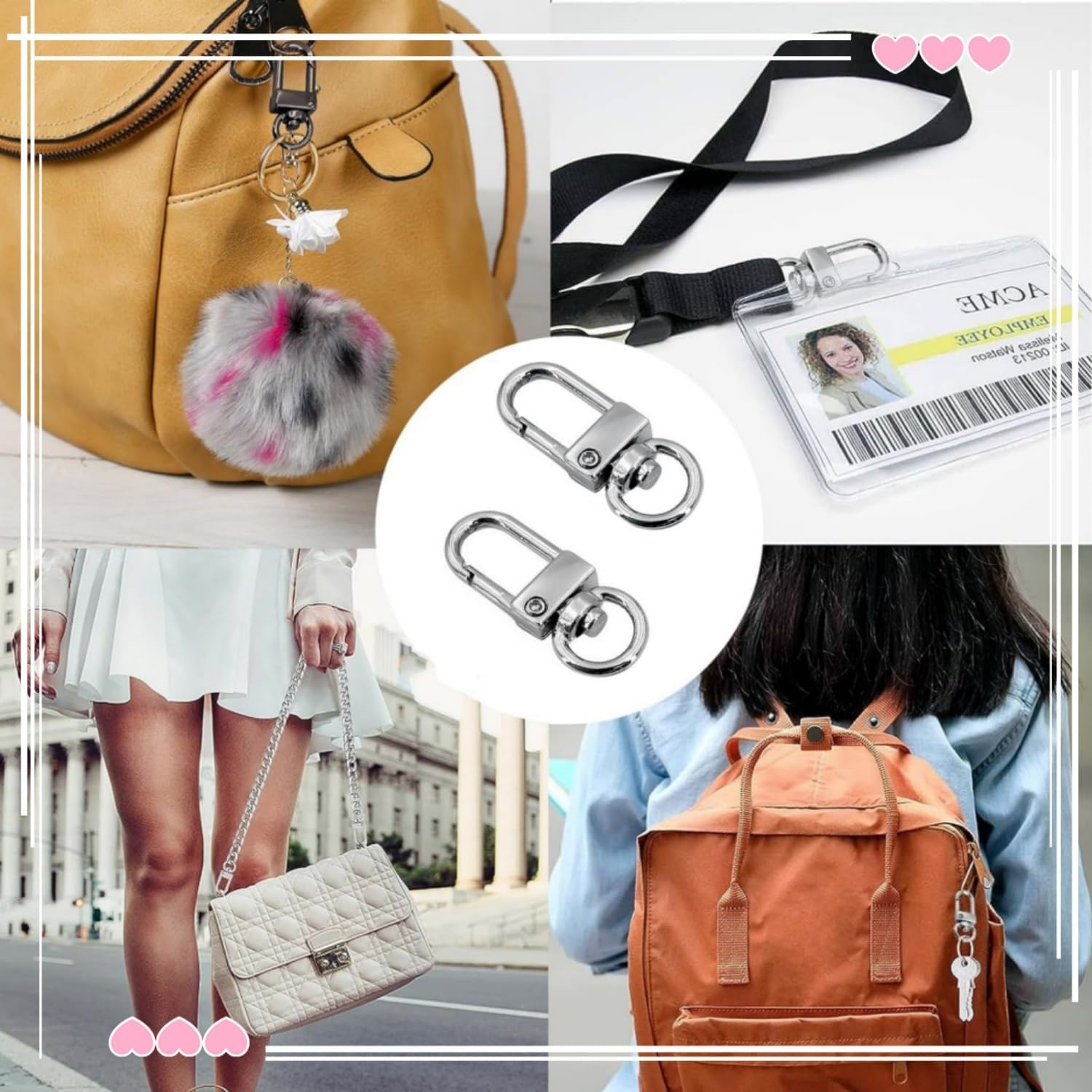 30Pcs Metal Lobster Claw Clasps,360&deg;Swivel Hooks for Lanyards Swivel Key Chains Rings Connector Swivel Lanyard Snap Hook for Handbags DIY Crafts (Silver) image number 6