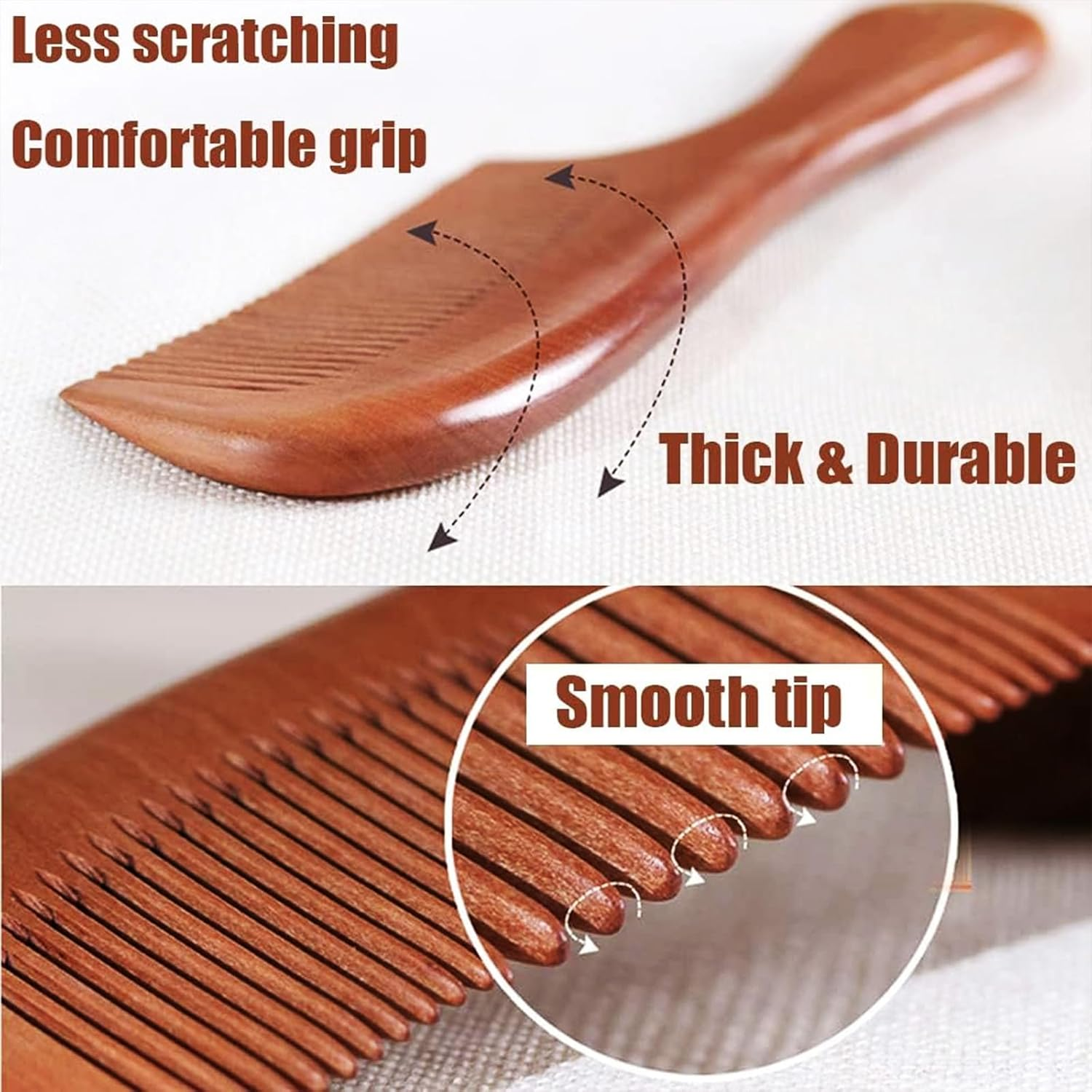 CHEUNGHAO 3 Pcs Walnut Wood Hair Comb Set, Anti-Static Wooden Combs for Women, Wide & Fine Tooth Hair Comb for Scalp Massage & Curly Hair Care image number 3
