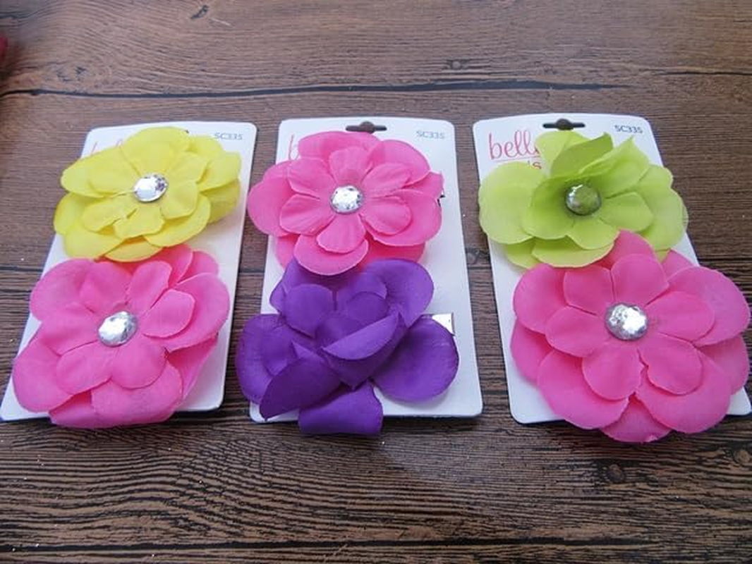 3Sheet X 2Pcs Hair Clips with Flowers 6.5Cm Dia image number 2